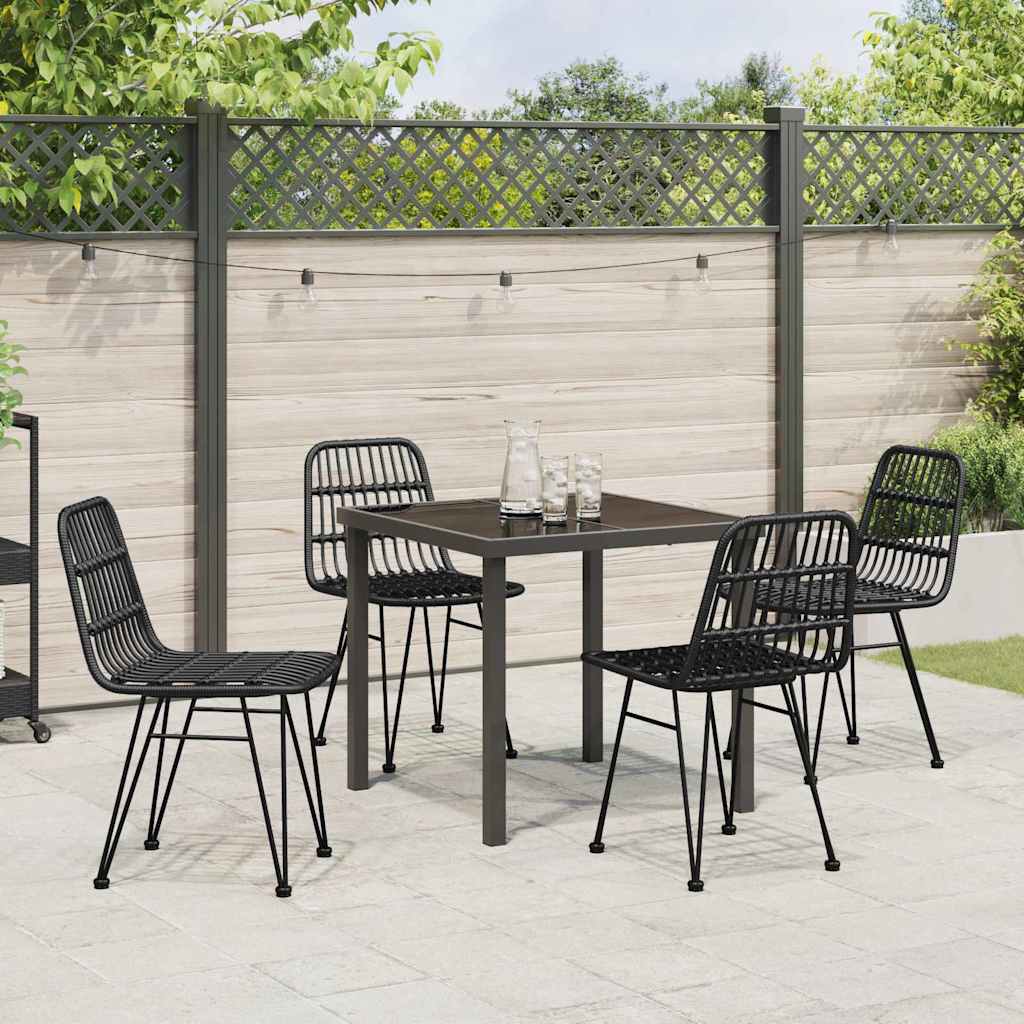 Garden Dining Set 5 pcs Black Poly rattan