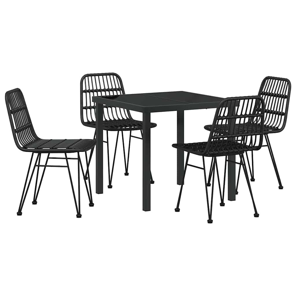 Garden Dining Set 5 pcs Black Poly rattan