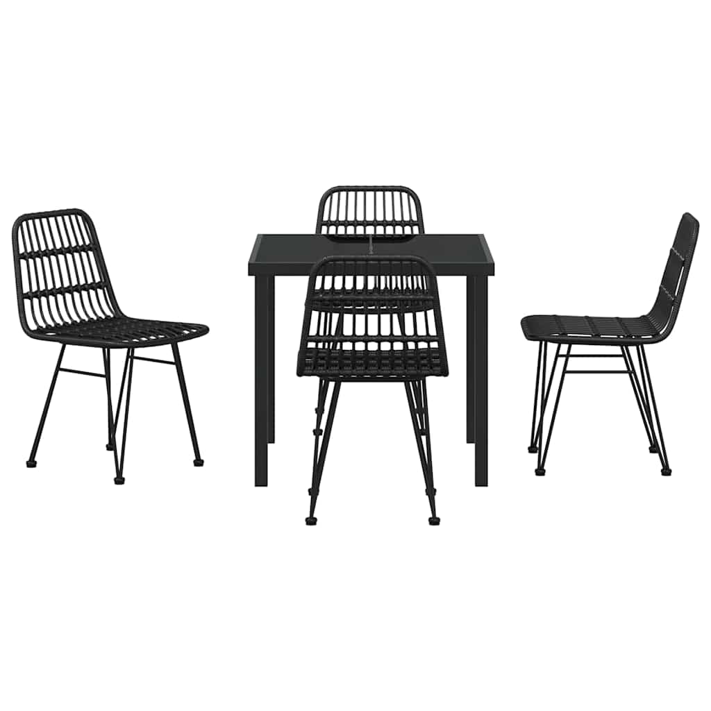 Garden Dining Set 5 pcs Black Poly rattan