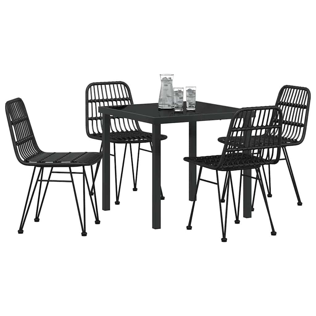 Garden Dining Set 5 pcs Black Poly rattan