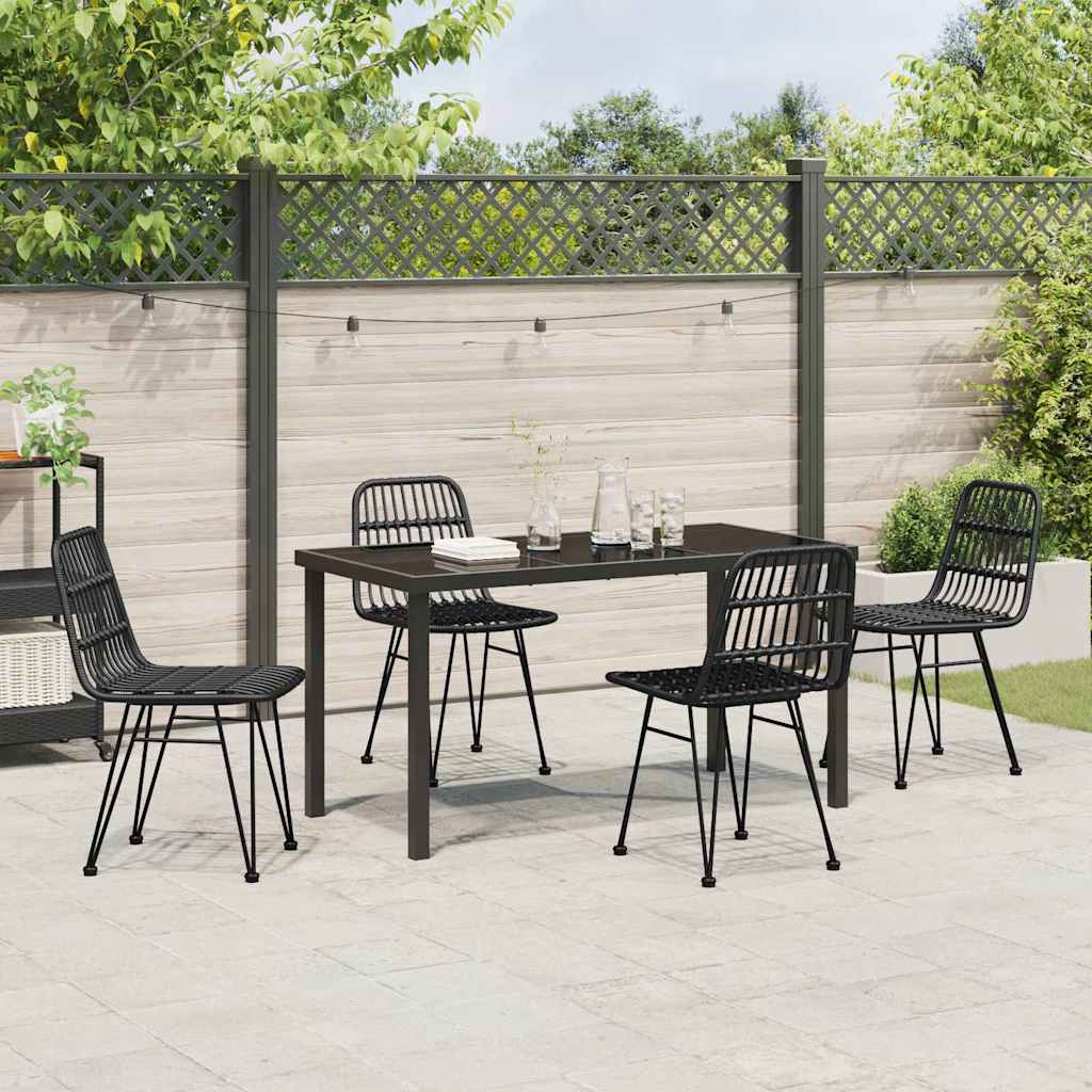 Garden Dining Set 5 pcs Black Poly rattan