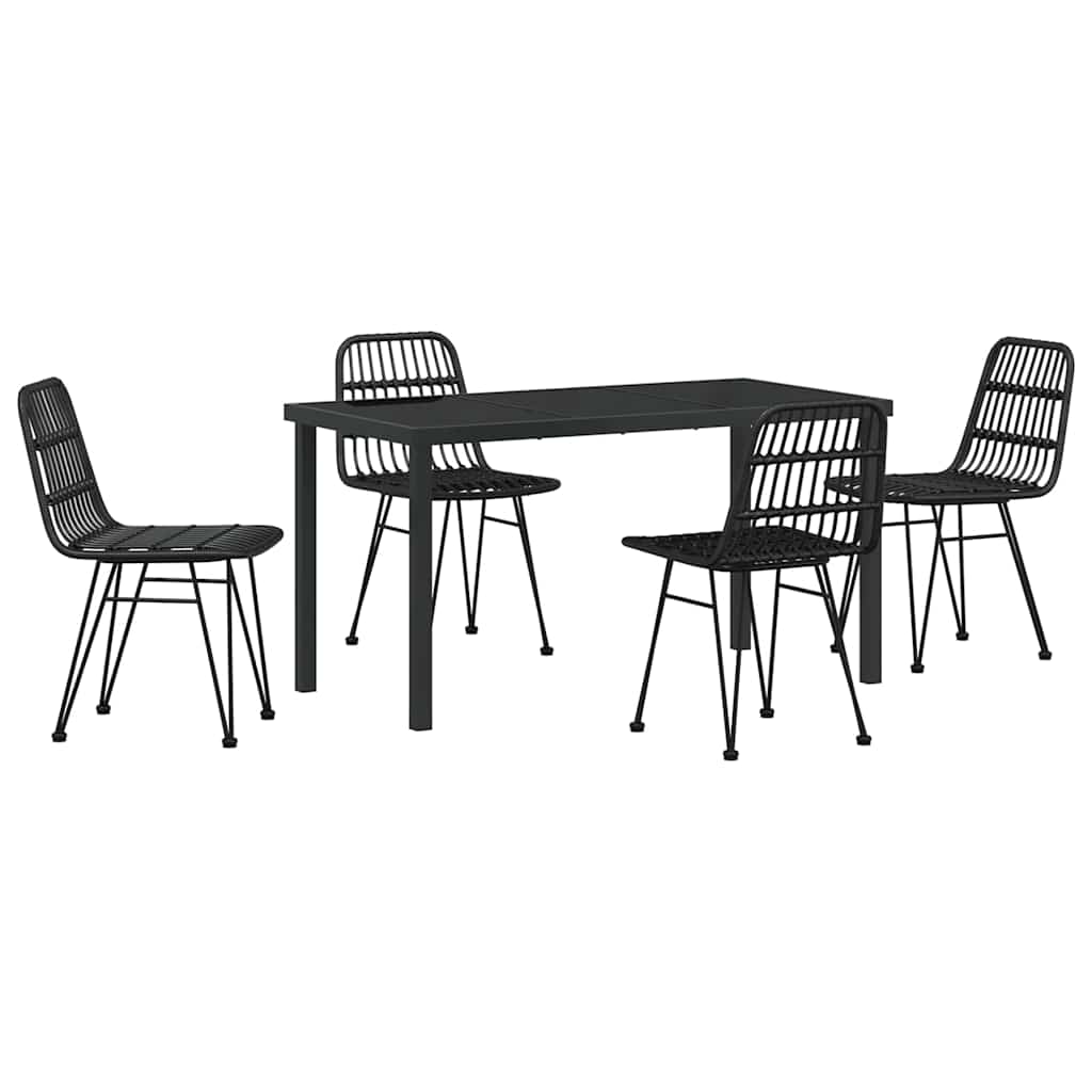 Garden Dining Set 5 pcs Black Poly rattan