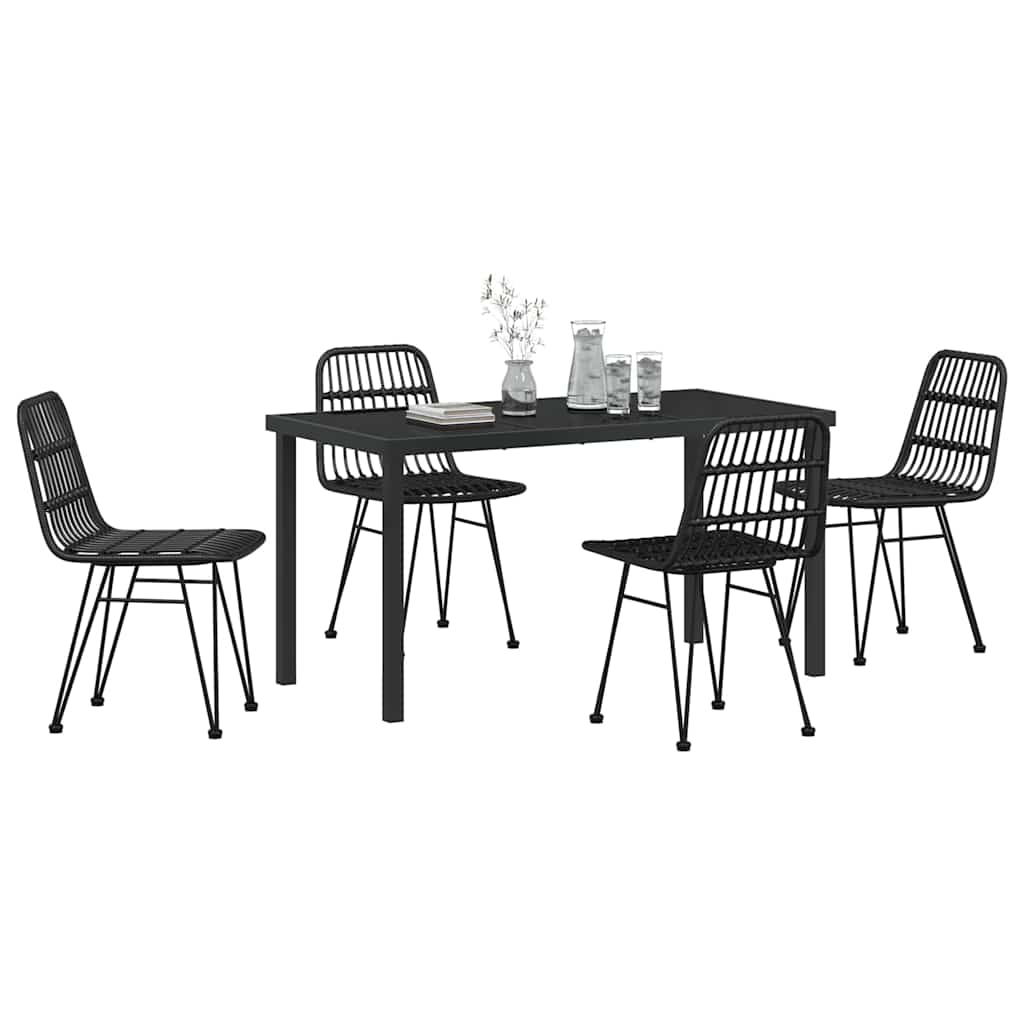 Garden Dining Set 5 pcs Black Poly rattan