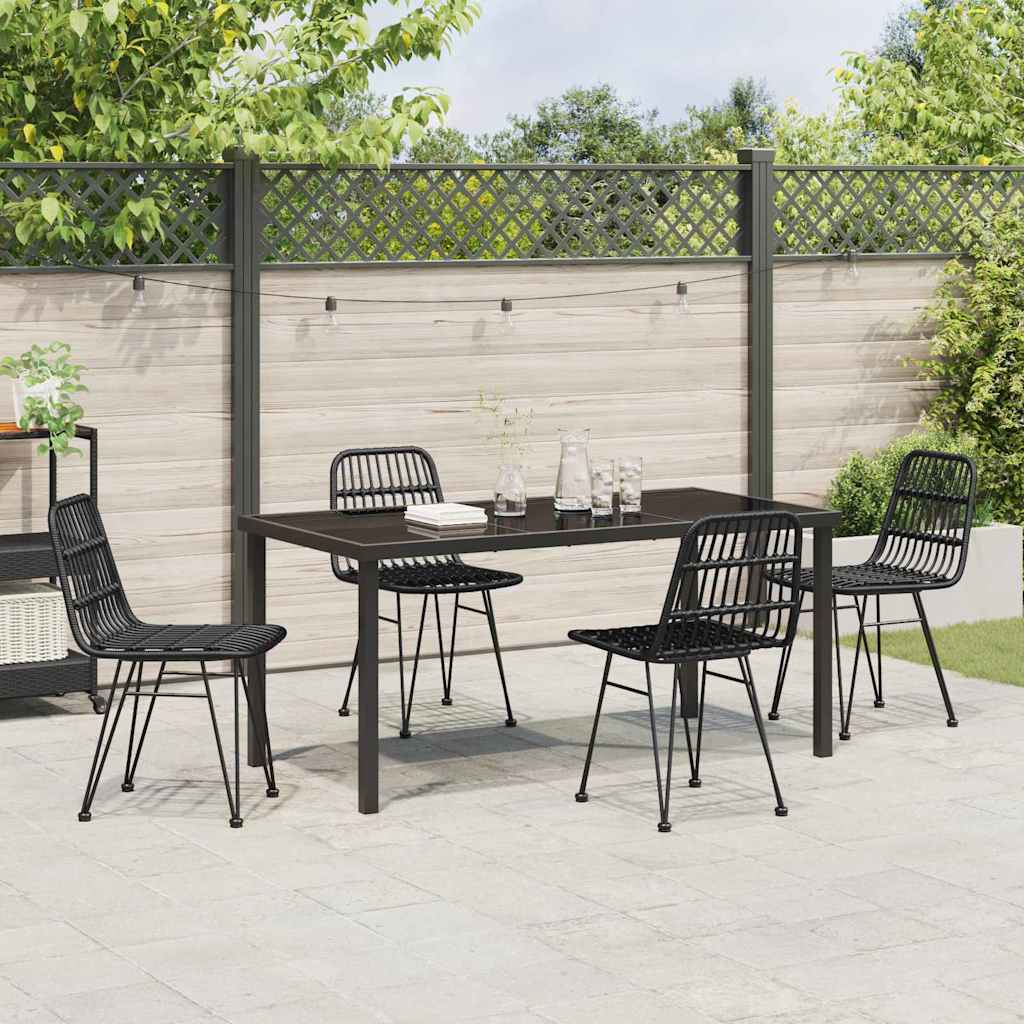 Garden Dining Set 5 pcs Black Poly rattan