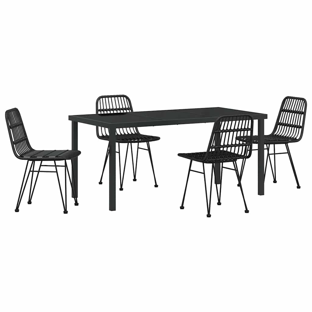 Garden Dining Set 5 pcs Black Poly rattan