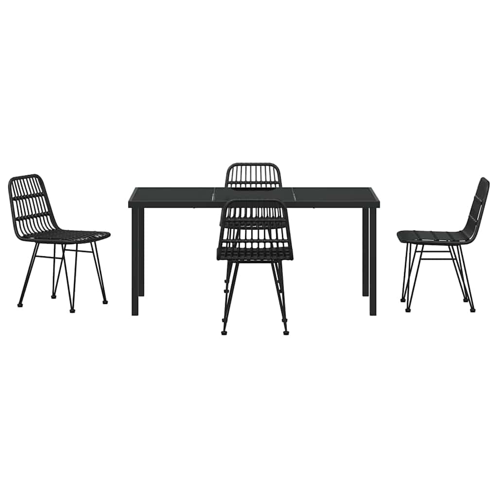 Garden Dining Set 5 pcs Black Poly rattan