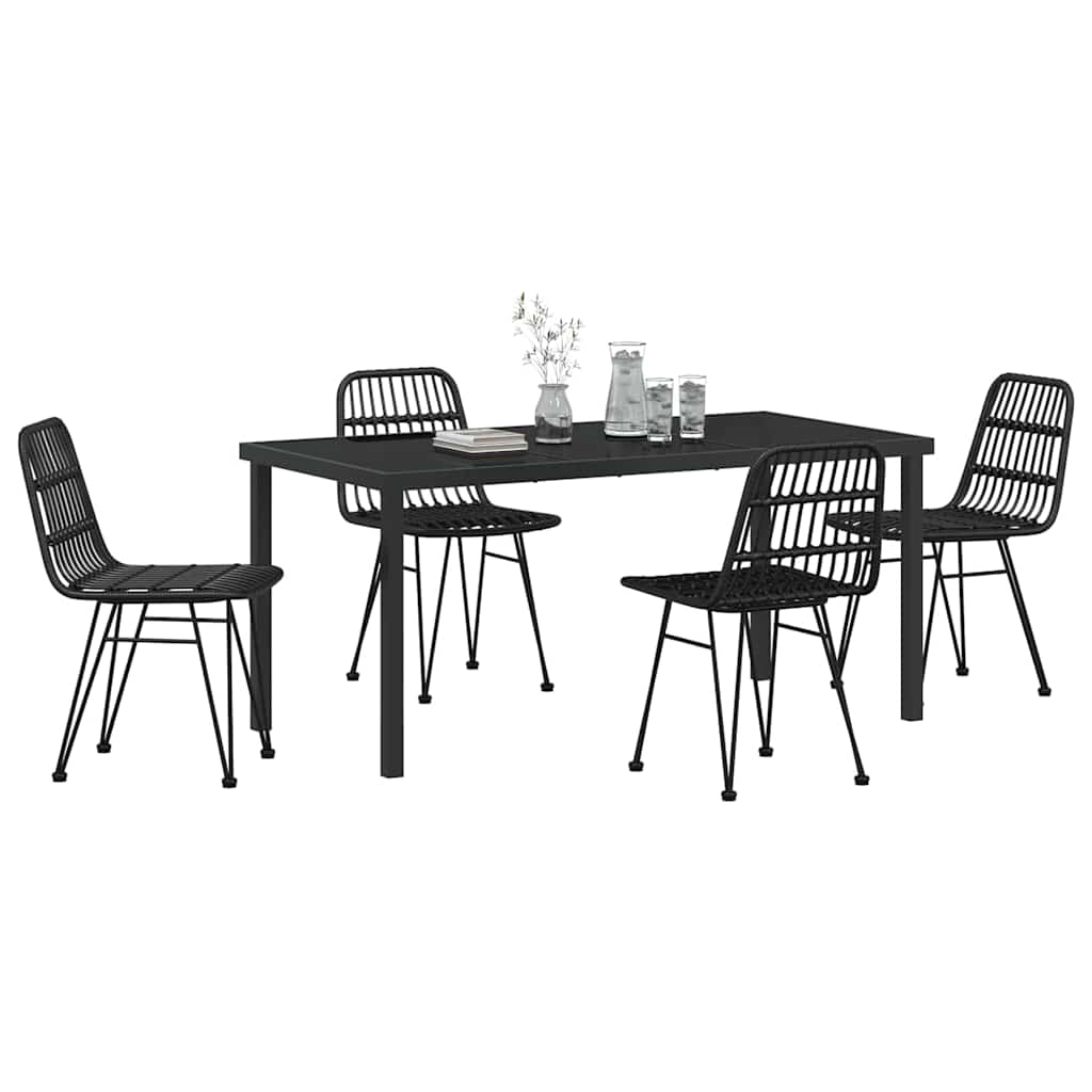 Garden Dining Set 5 pcs Black Poly rattan