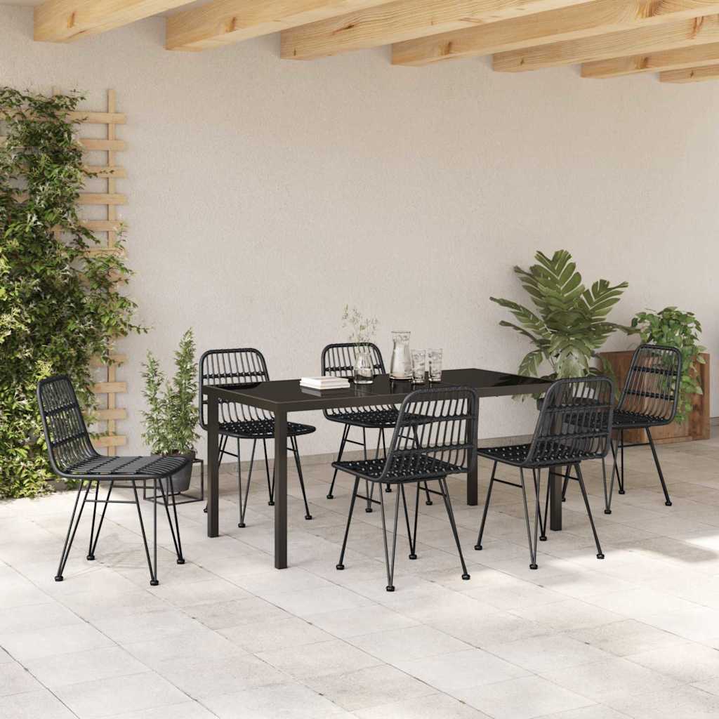 Garden Dining Set 7 pcs Black Poly rattan