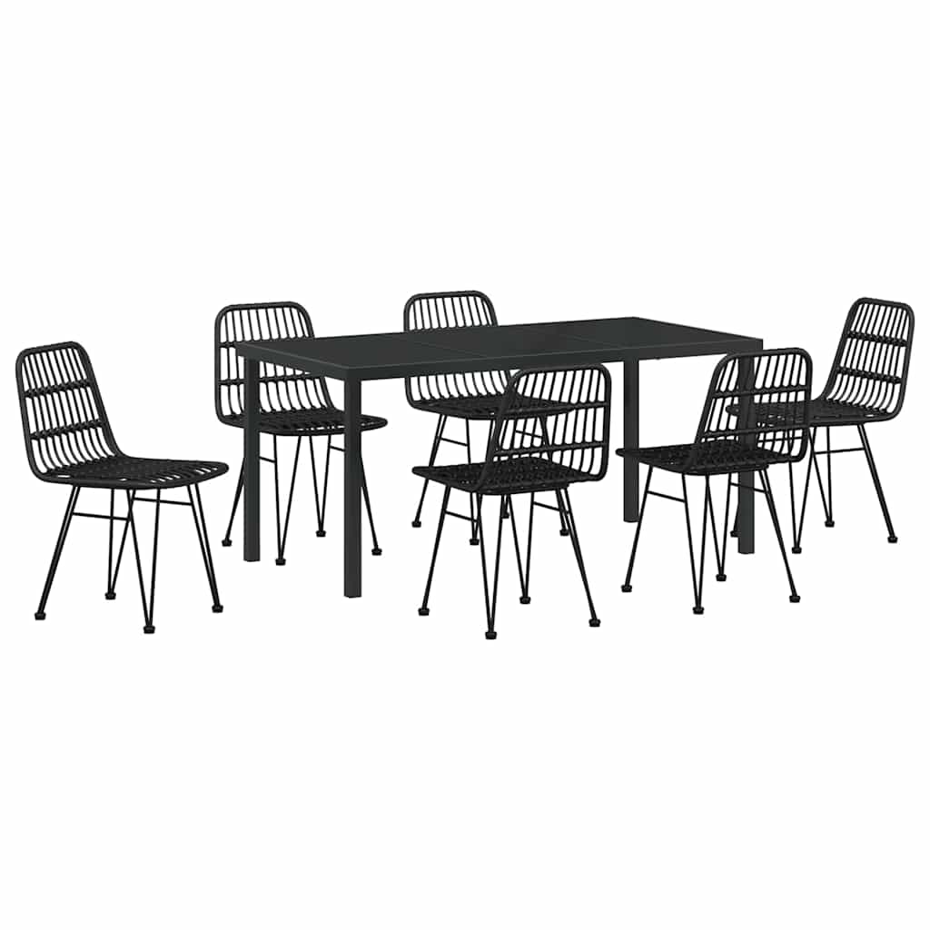 Garden Dining Set 7 pcs Black Poly rattan