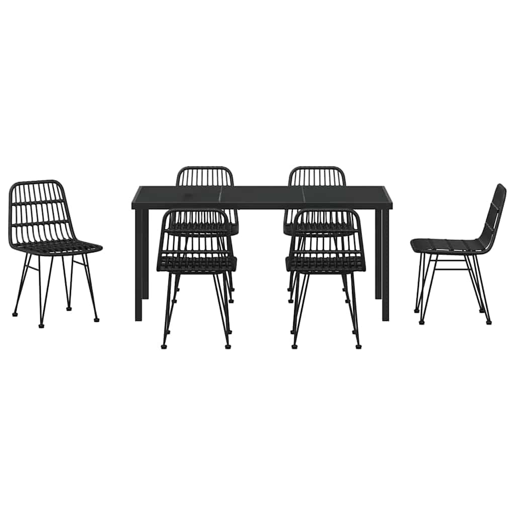 Garden Dining Set 7 pcs Black Poly rattan