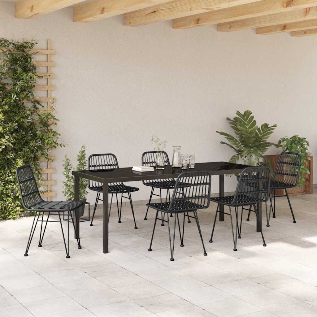 Garden Dining Set 7 pcs Black Powder-Coated Steel