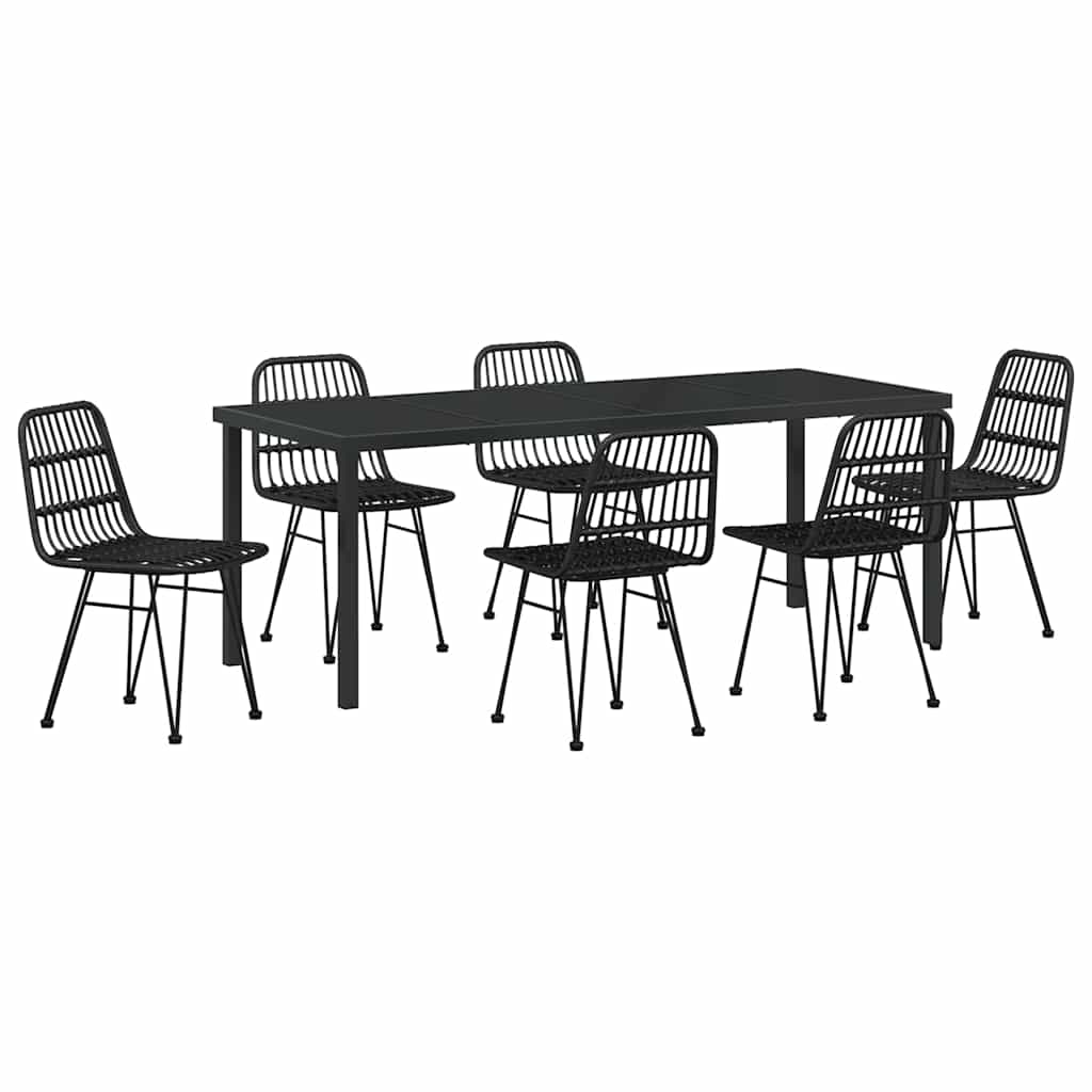 Garden Dining Set 7 pcs Black Powder-Coated Steel