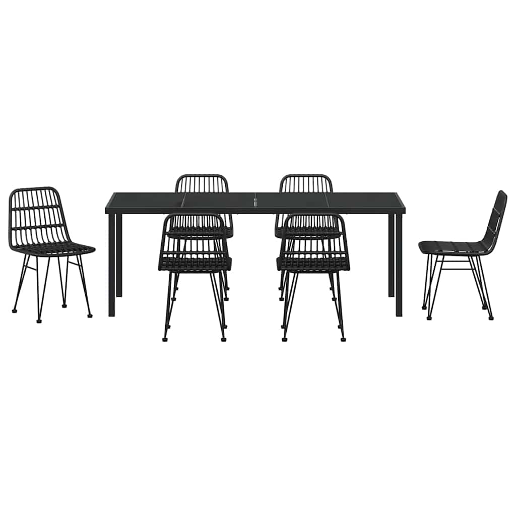 Garden Dining Set 7 pcs Black Powder-Coated Steel