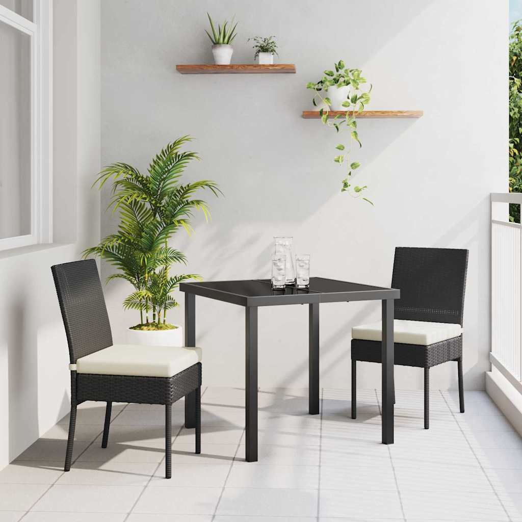 Garden Dining Set 3 pcs Black Poly rattan