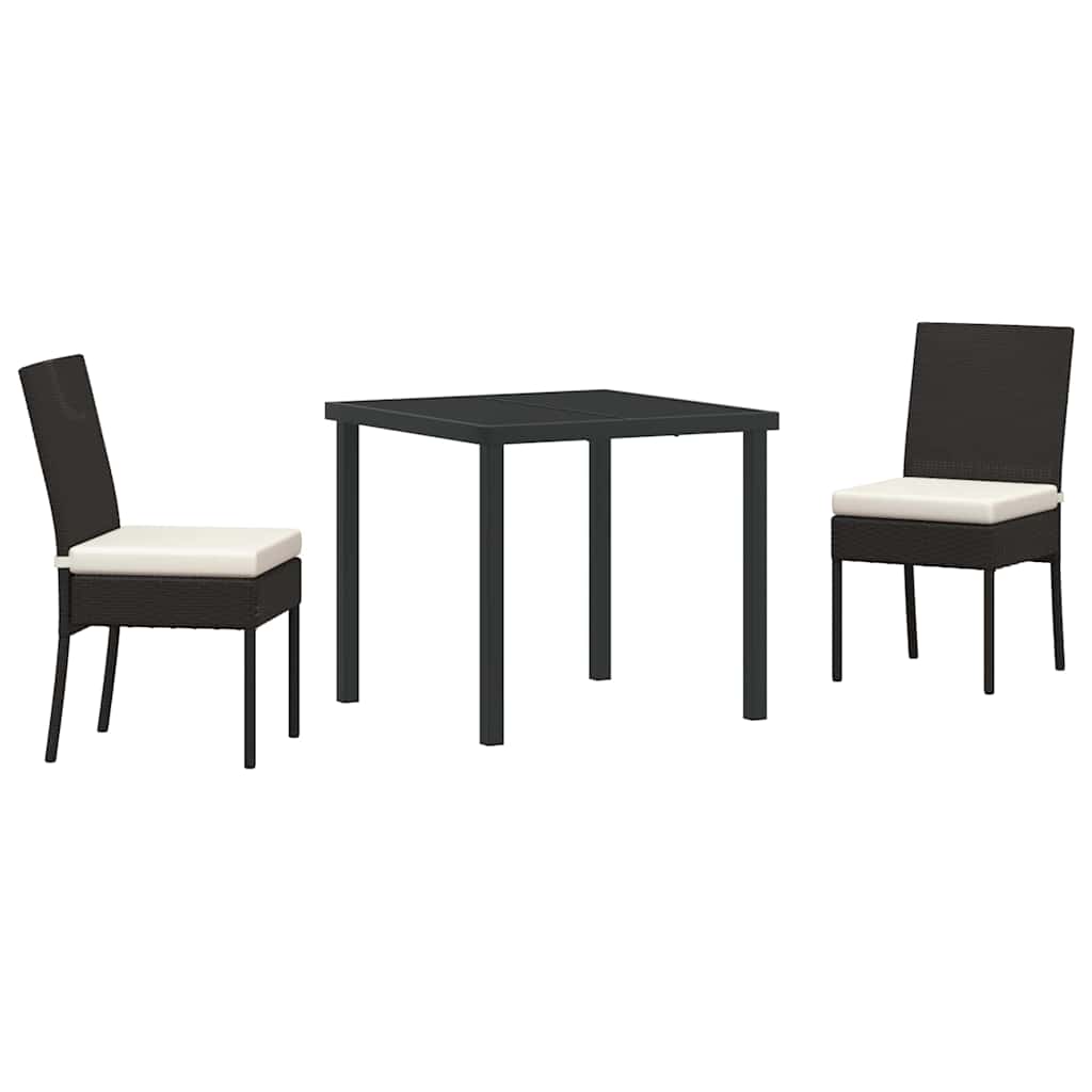 Garden Dining Set 3 pcs Black Poly rattan