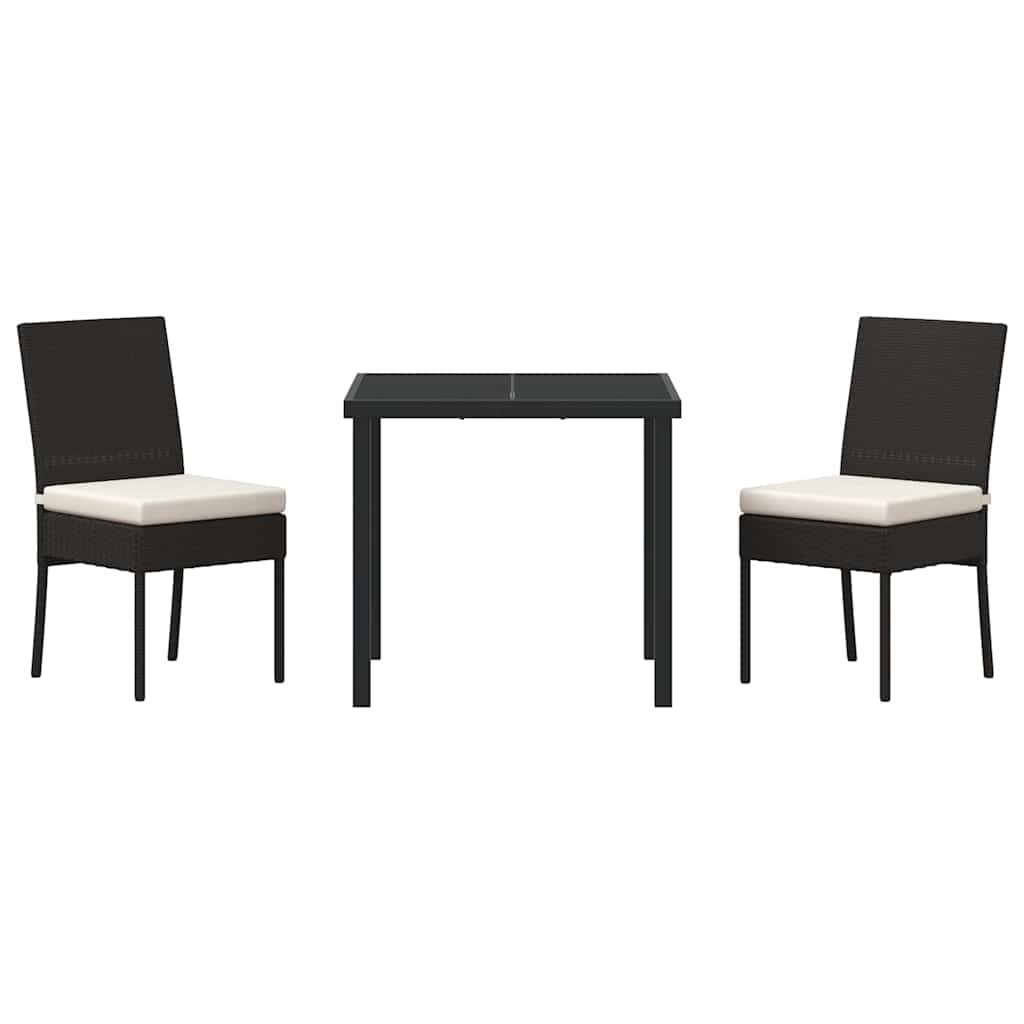 Garden Dining Set 3 pcs Black Poly rattan