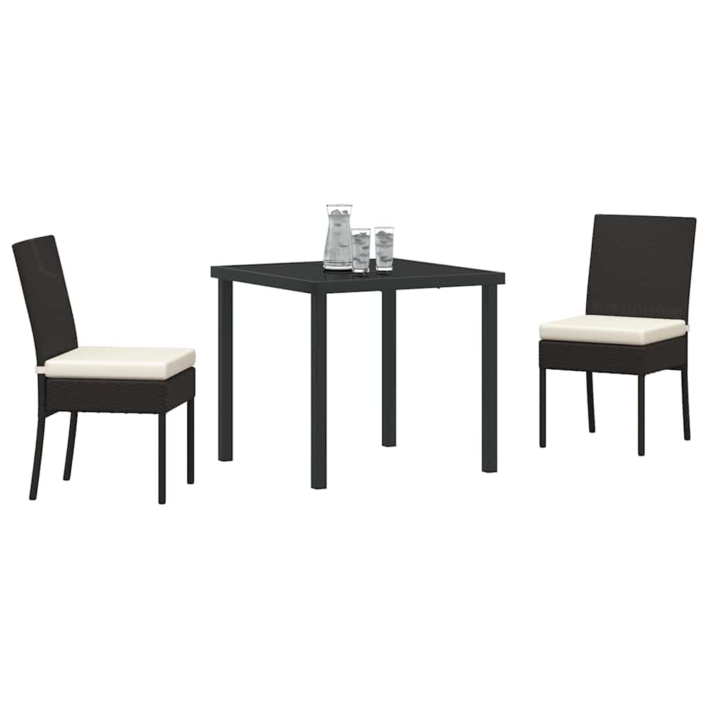 Garden Dining Set 3 pcs Black Poly rattan