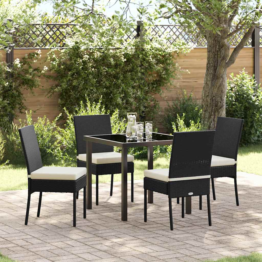 Garden Dining Set 5 pcs Black Poly rattan