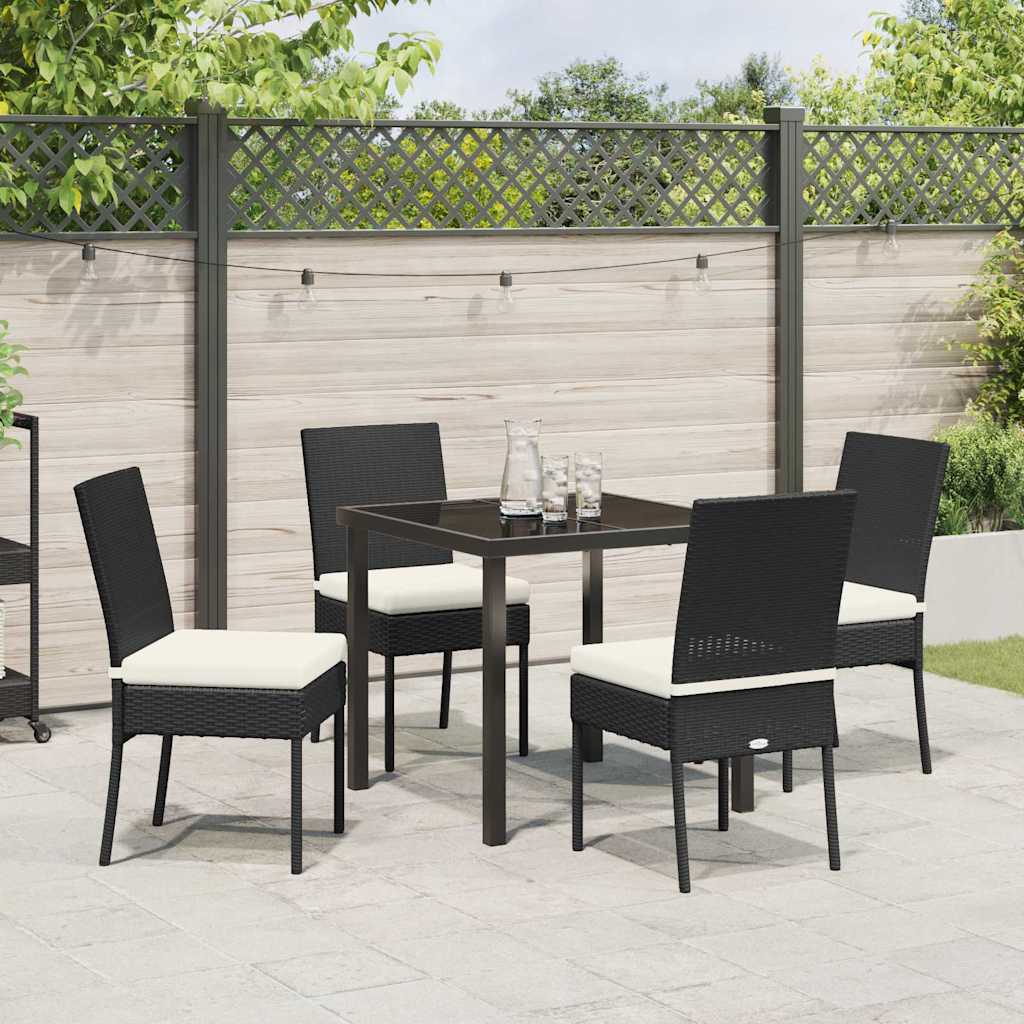 Garden Dining Set 5 pcs Black Poly rattan