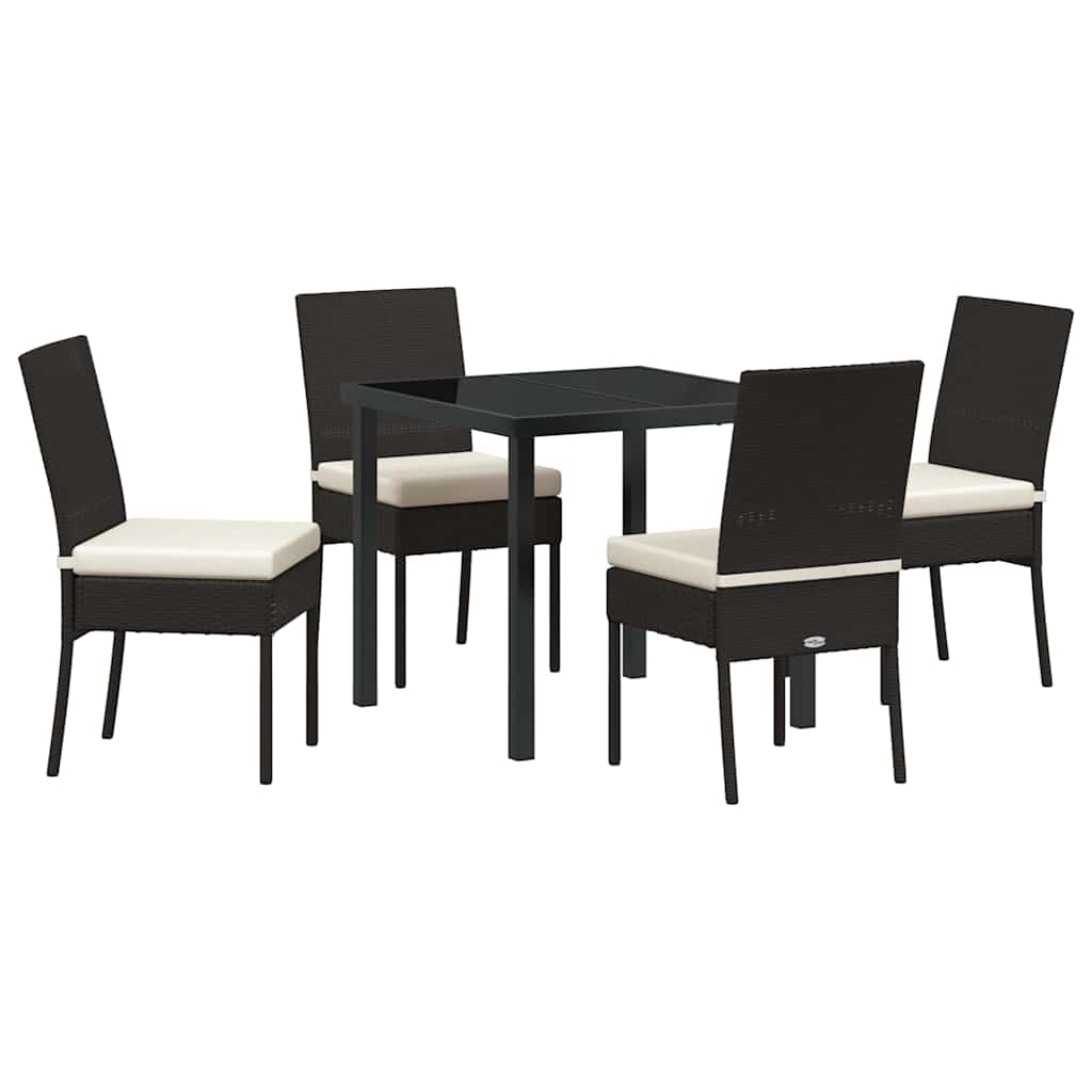 Garden Dining Set 5 pcs Black Poly rattan