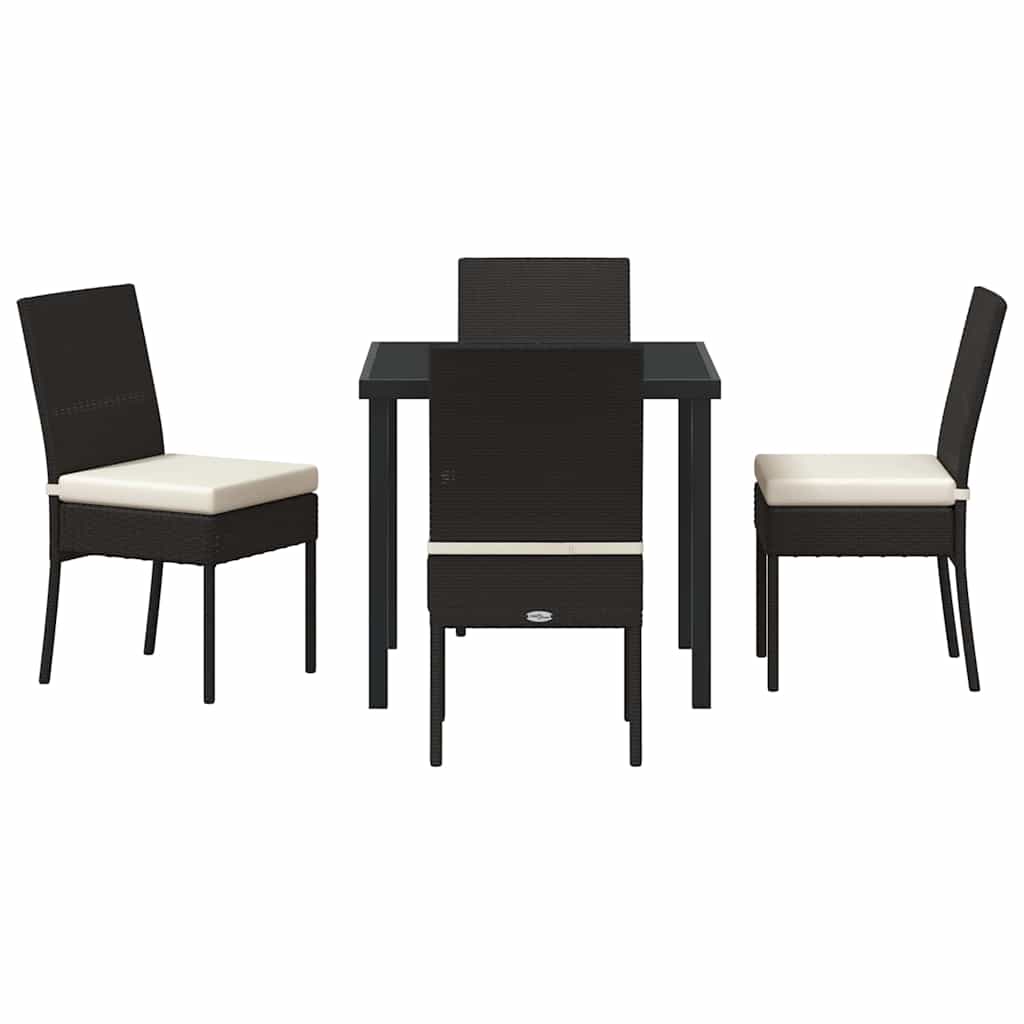 Garden Dining Set 5 pcs Black Poly rattan
