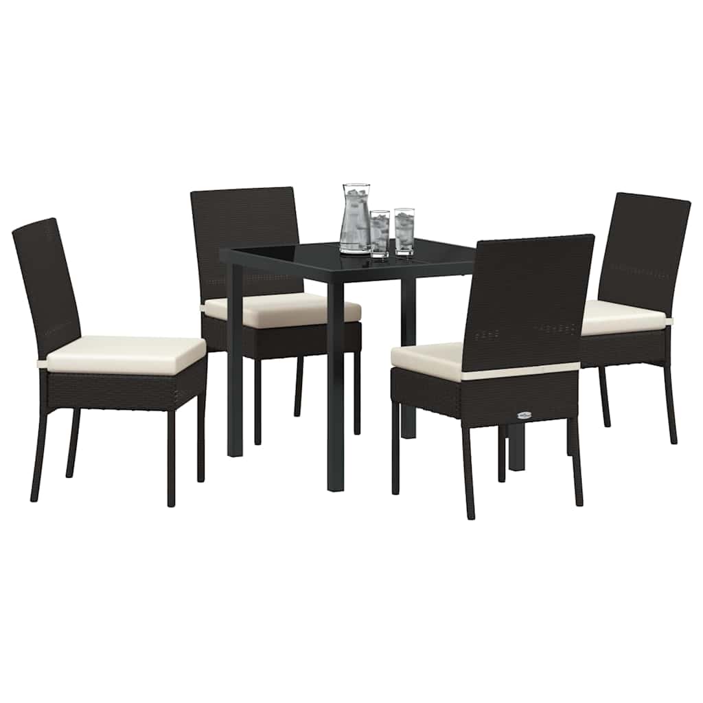 Garden Dining Set 5 pcs Black Poly rattan