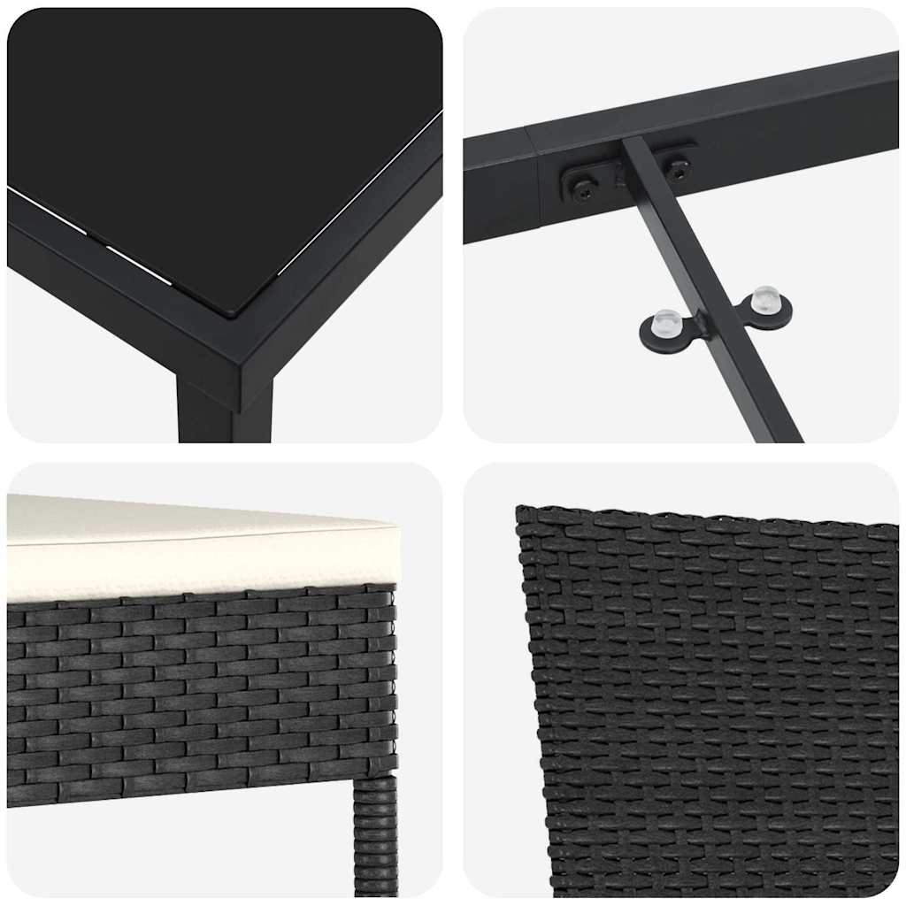 Garden Dining Set 5 pcs Black Poly rattan