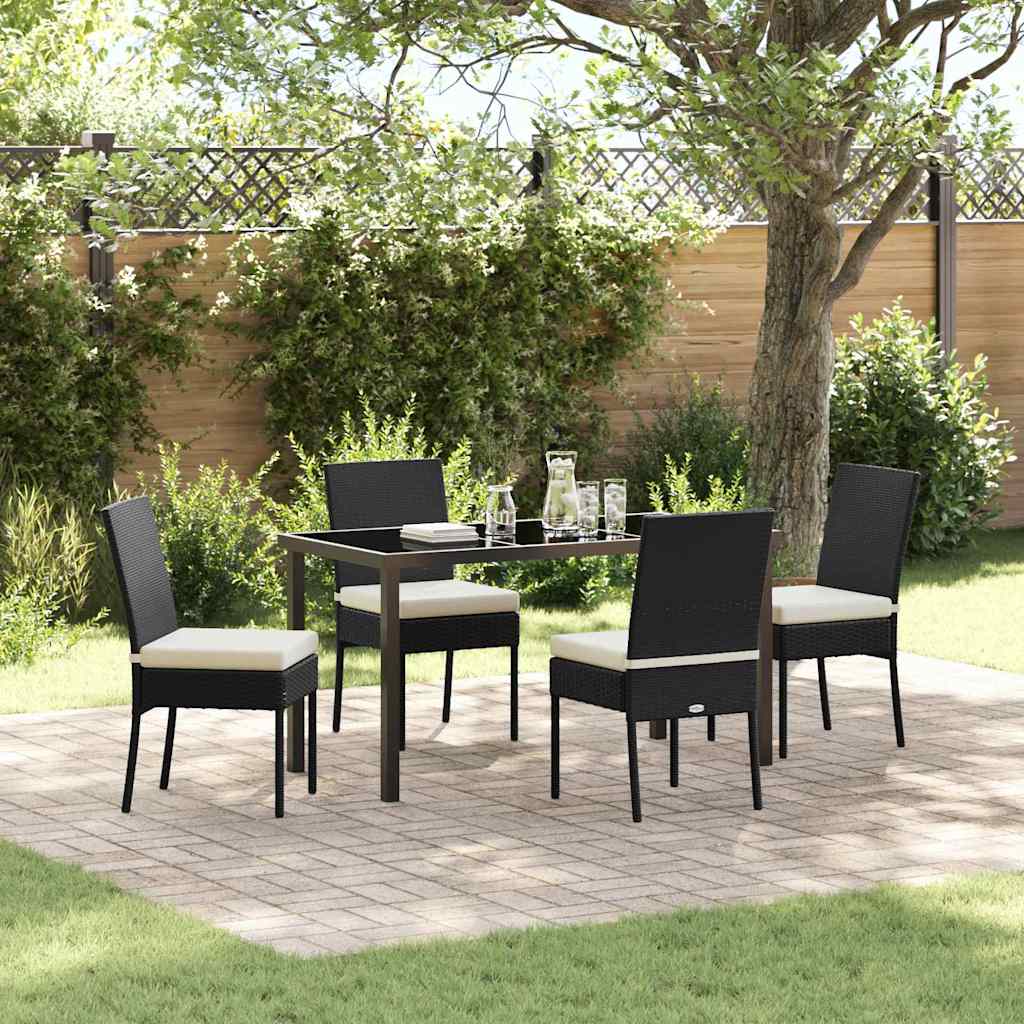 Garden Dining Set 5 pcs Black Poly rattan