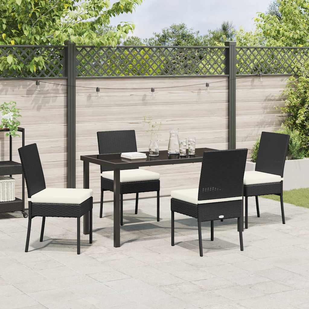 Garden Dining Set 5 pcs Black Poly rattan