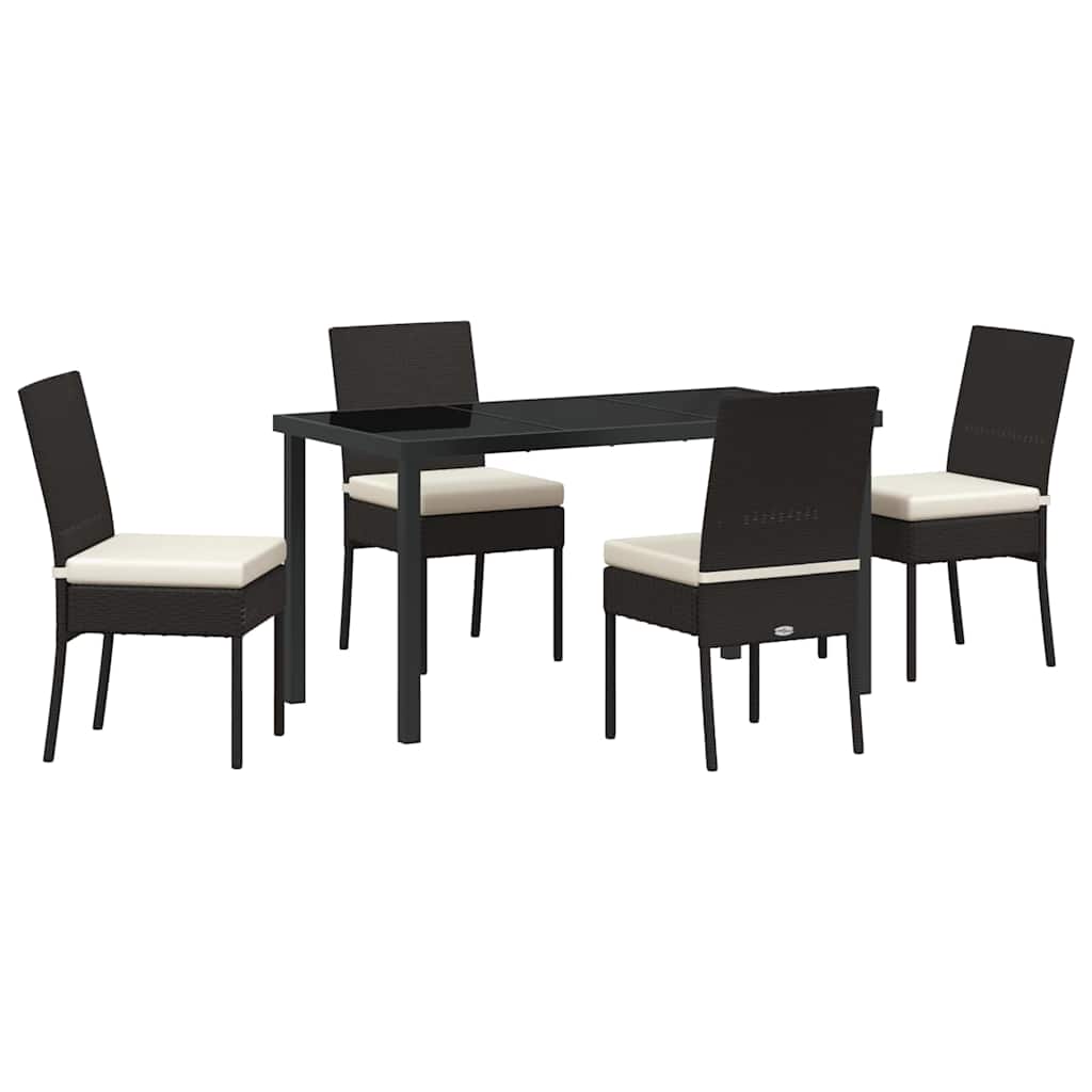 Garden Dining Set 5 pcs Black Poly rattan