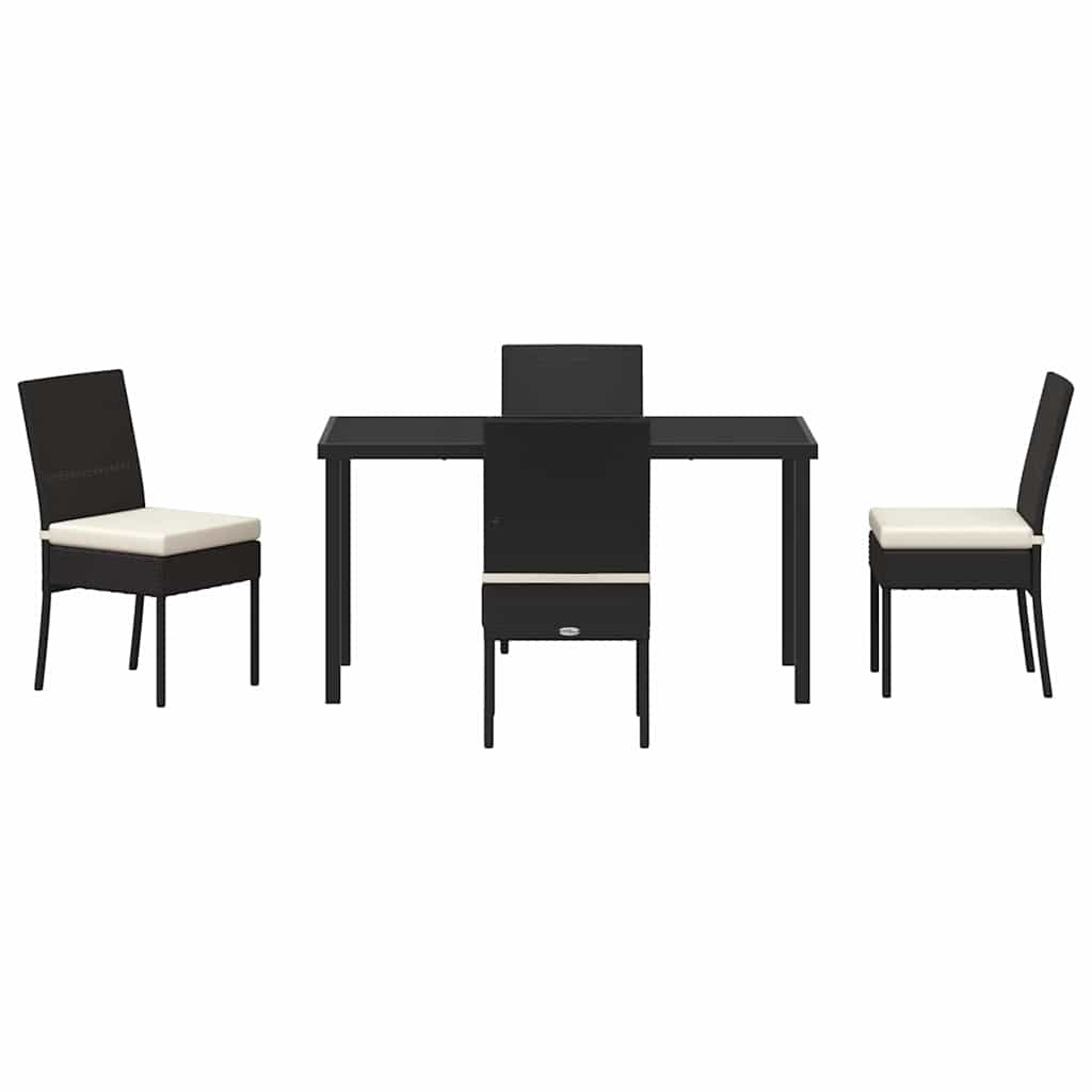 Garden Dining Set 5 pcs Black Poly rattan