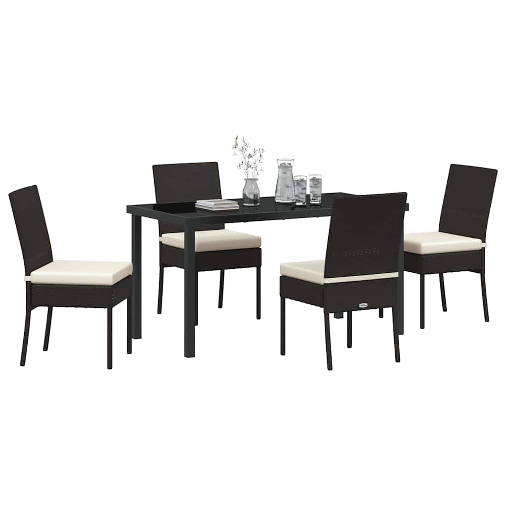 Garden Dining Set 5 pcs Black Poly rattan