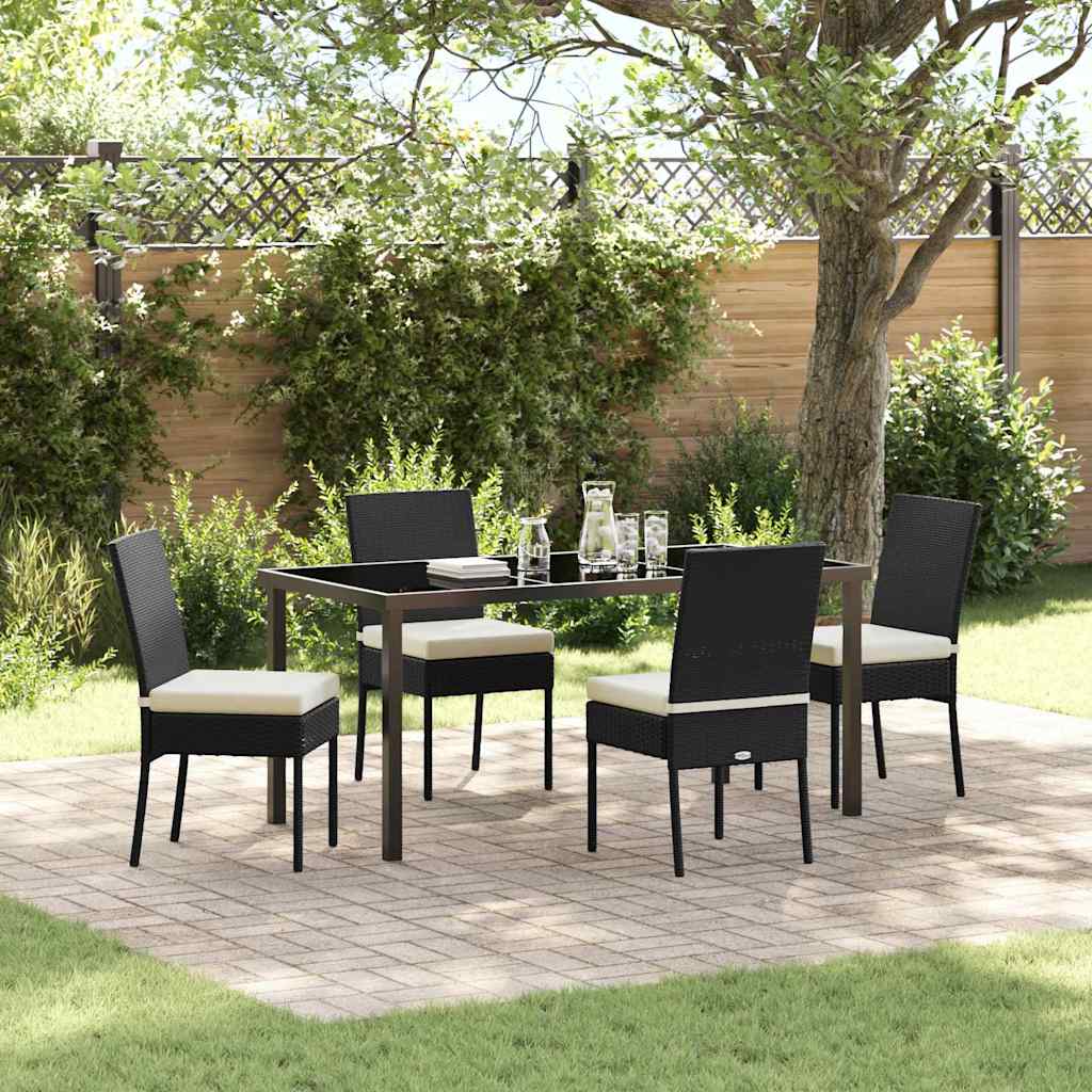 Garden Dining Set 5 pcs Black Poly rattan