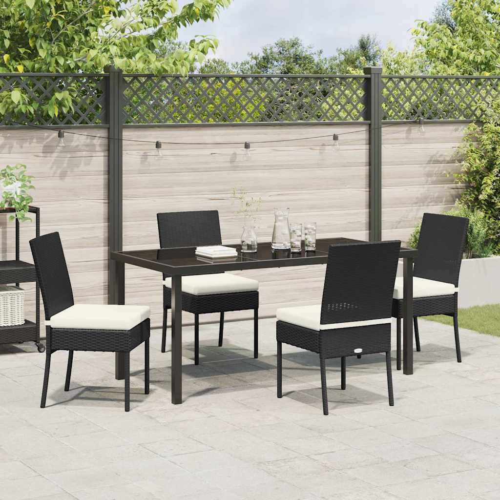 Garden Dining Set 5 pcs Black Poly rattan