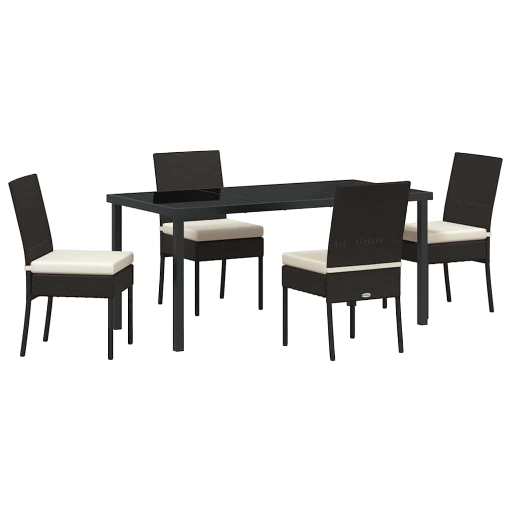 Garden Dining Set 5 pcs Black Poly rattan