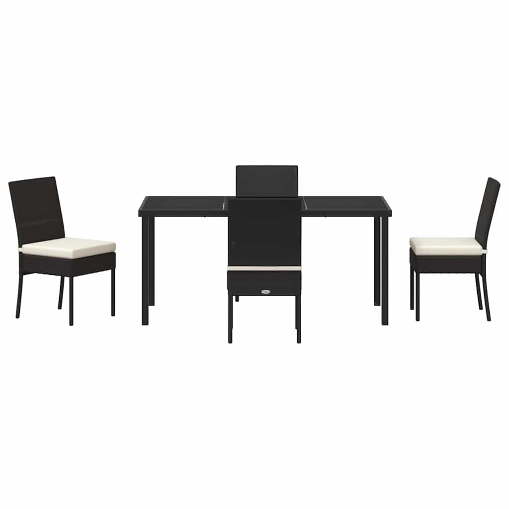 Garden Dining Set 5 pcs Black Poly rattan