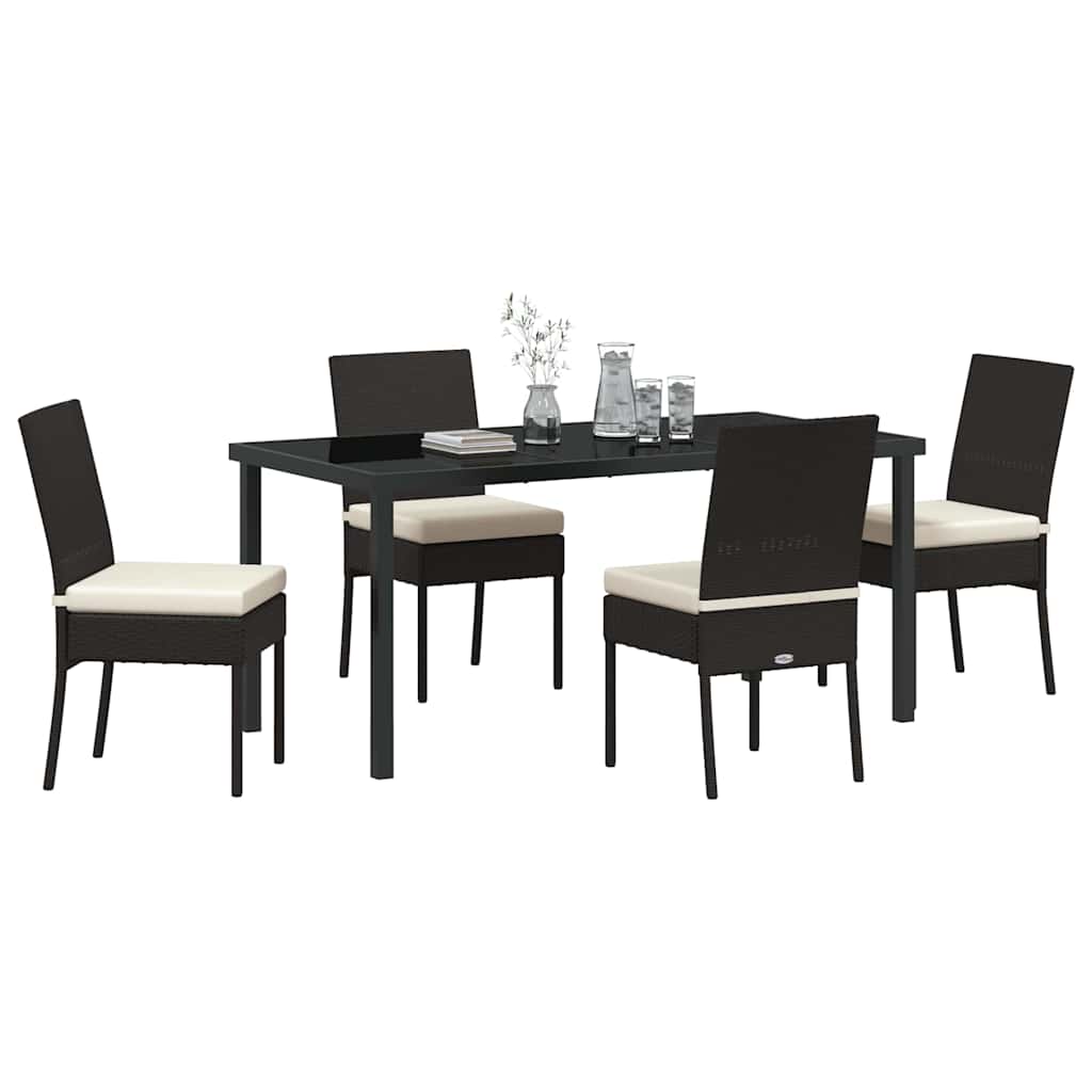 Garden Dining Set 5 pcs Black Poly rattan