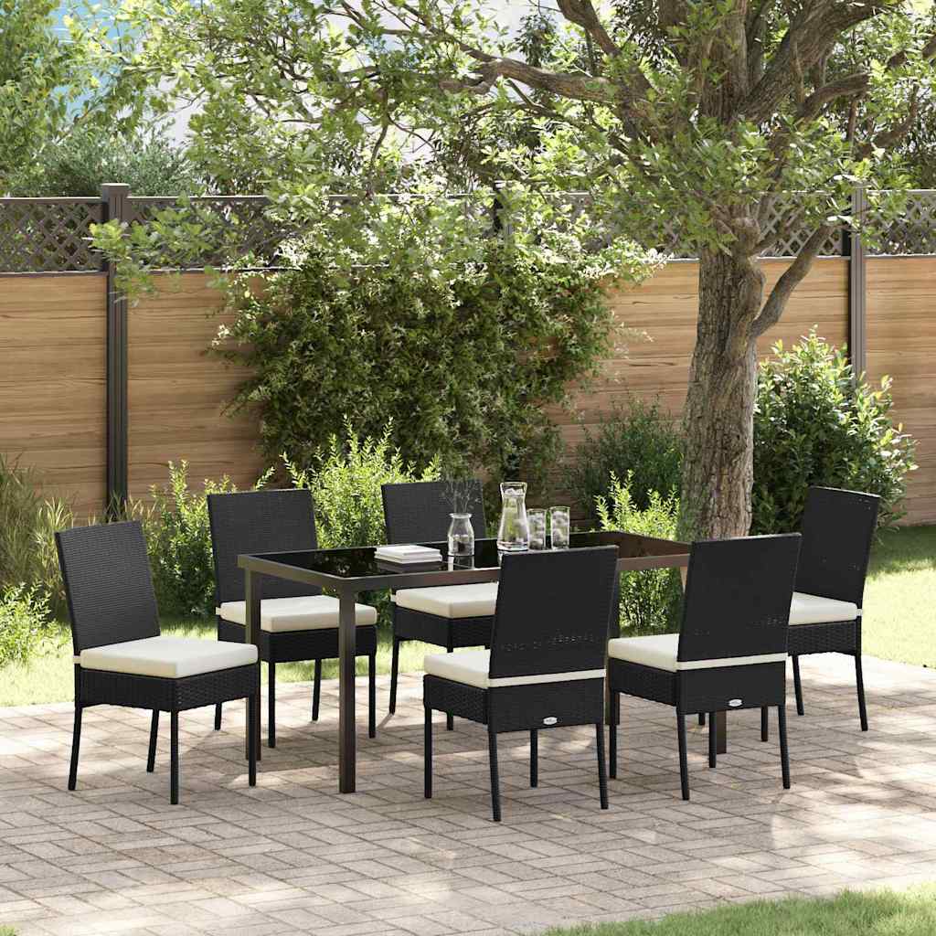 Garden Dining Set 7 pcs Black Poly rattan