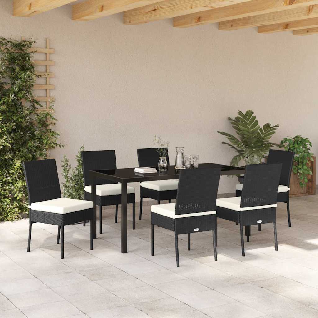 Garden Dining Set 7 pcs Black Poly rattan