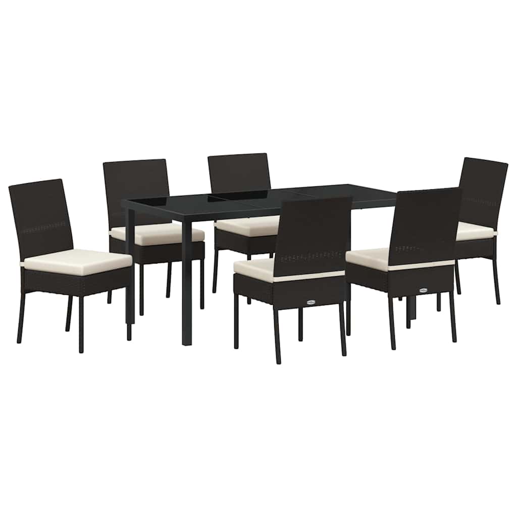 Garden Dining Set 7 pcs Black Poly rattan