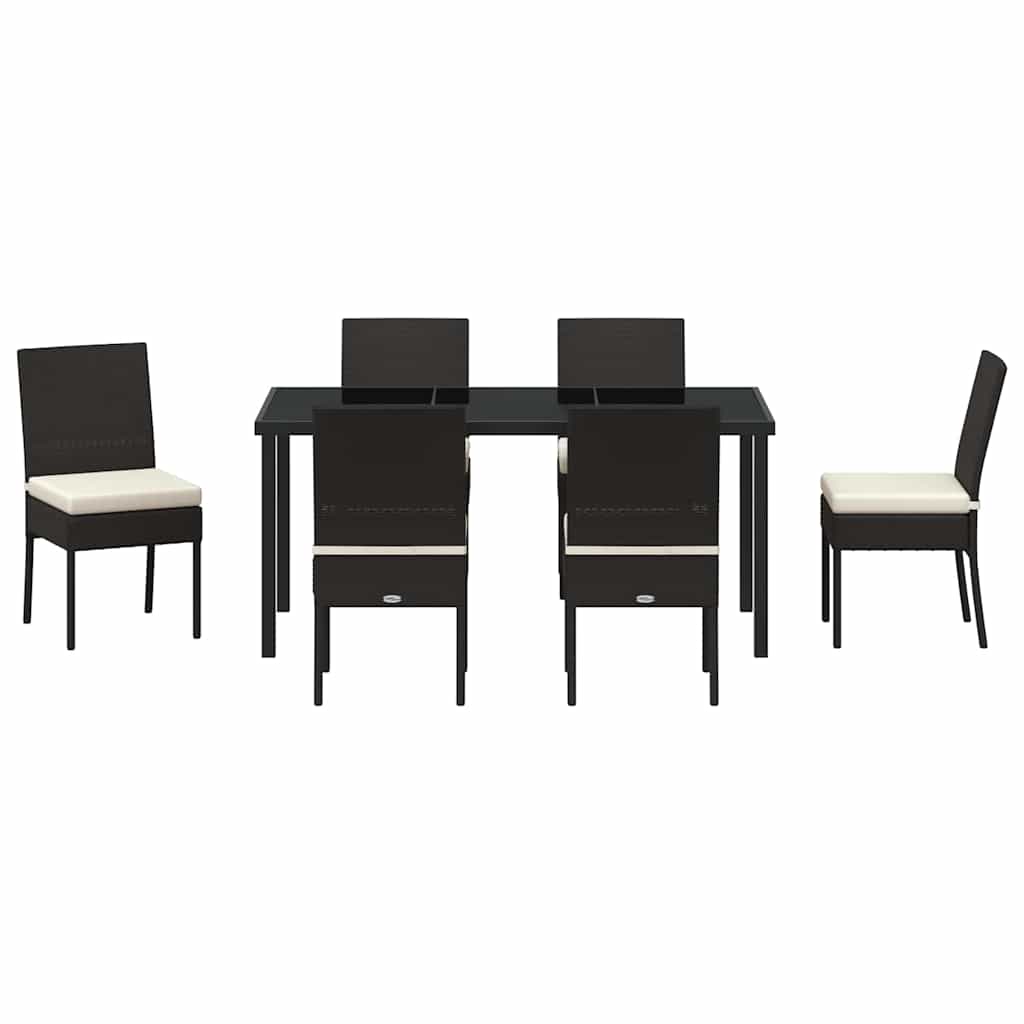 Garden Dining Set 7 pcs Black Poly rattan