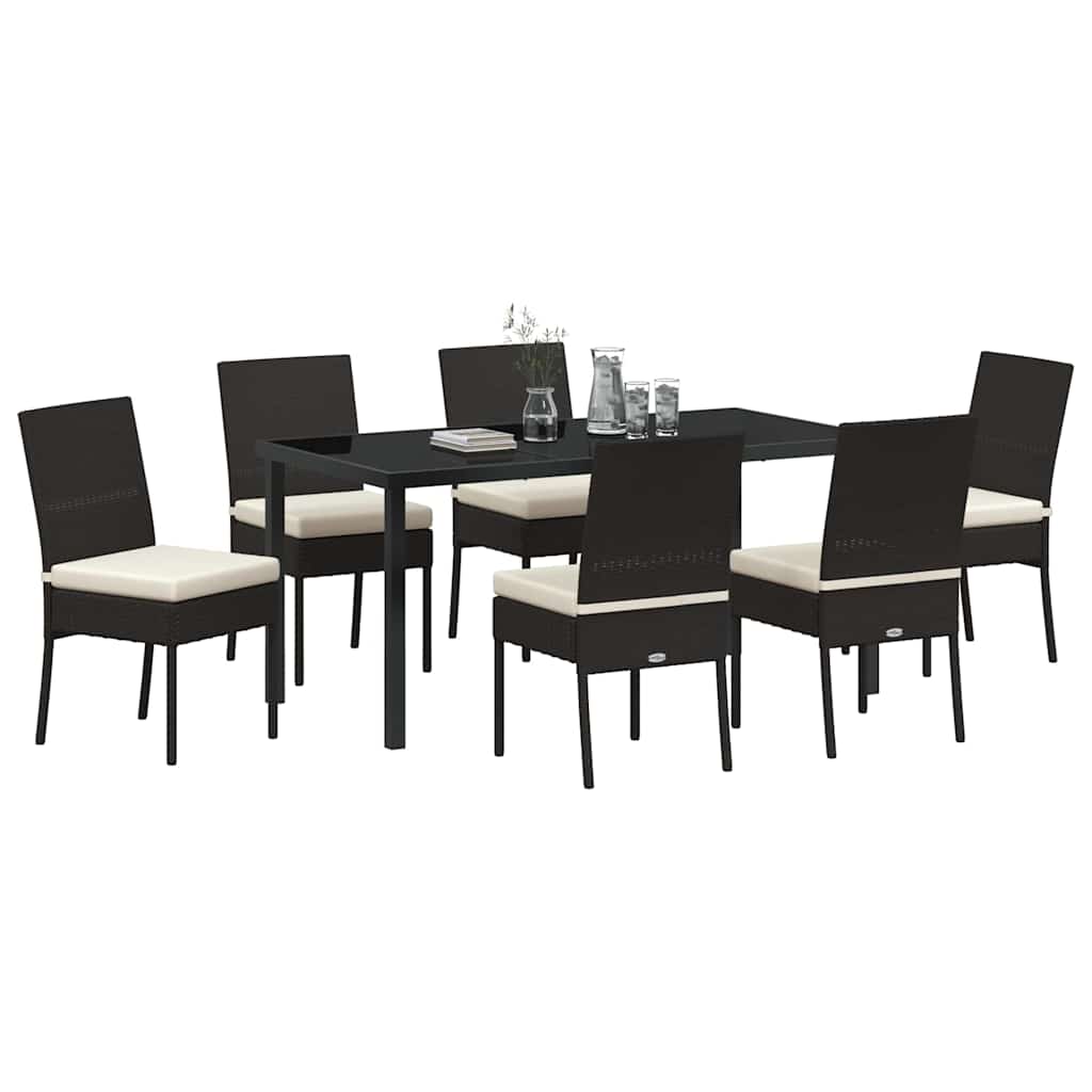 Garden Dining Set 7 pcs Black Poly rattan