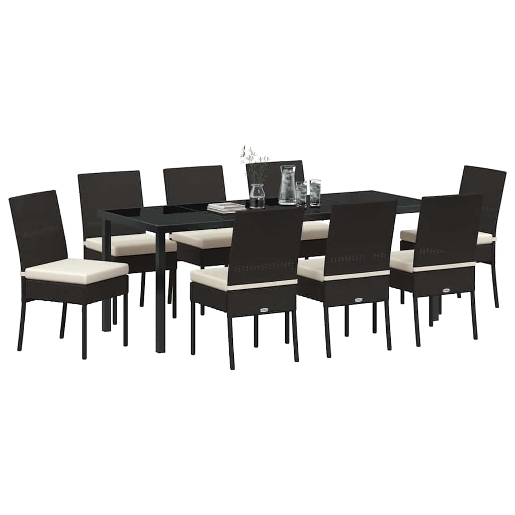 Garden Dining Set 9 pcs Cream Powder-Coated Steel