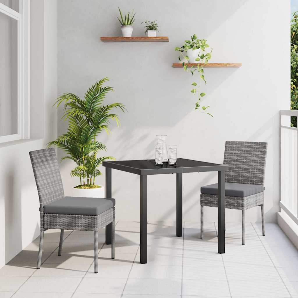 Garden Dining Set 3 pcs Grey Poly rattan