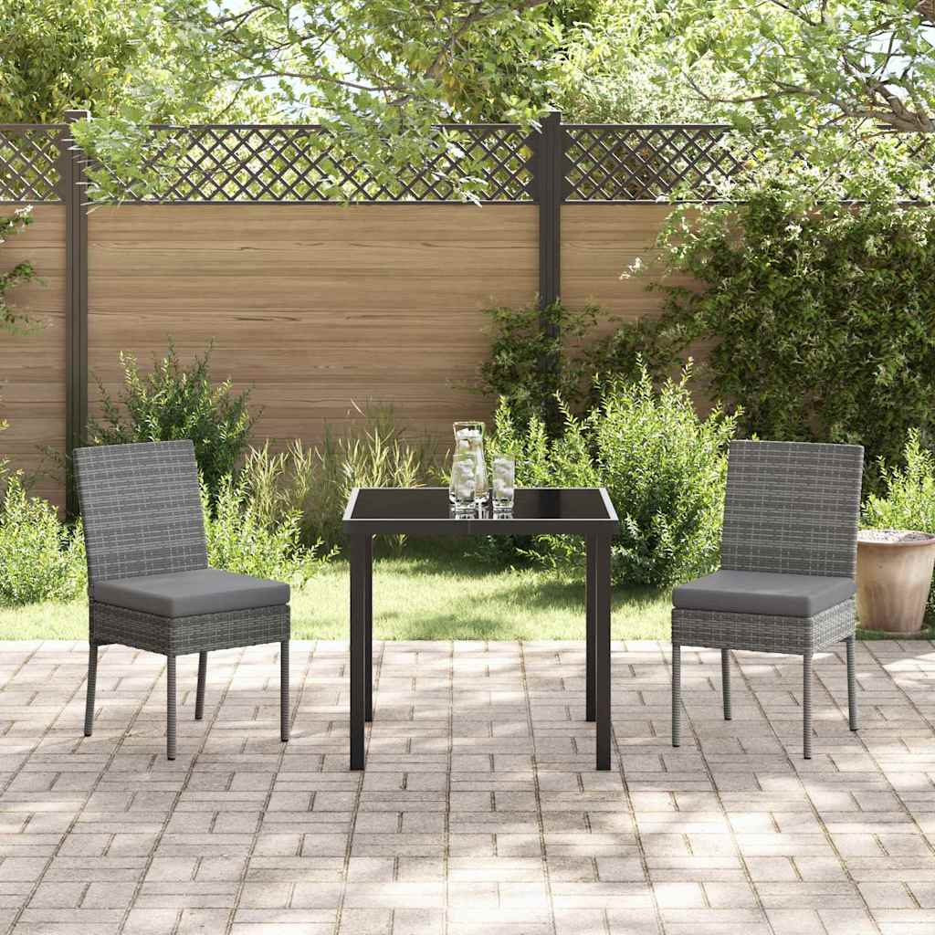 Garden Dining Set 3 pcs Grey Poly rattan
