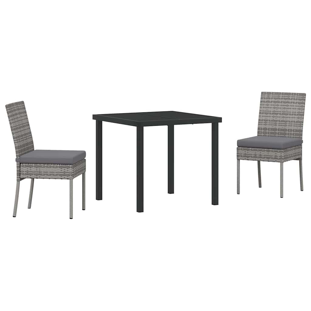 Garden Dining Set 3 pcs Grey Poly rattan
