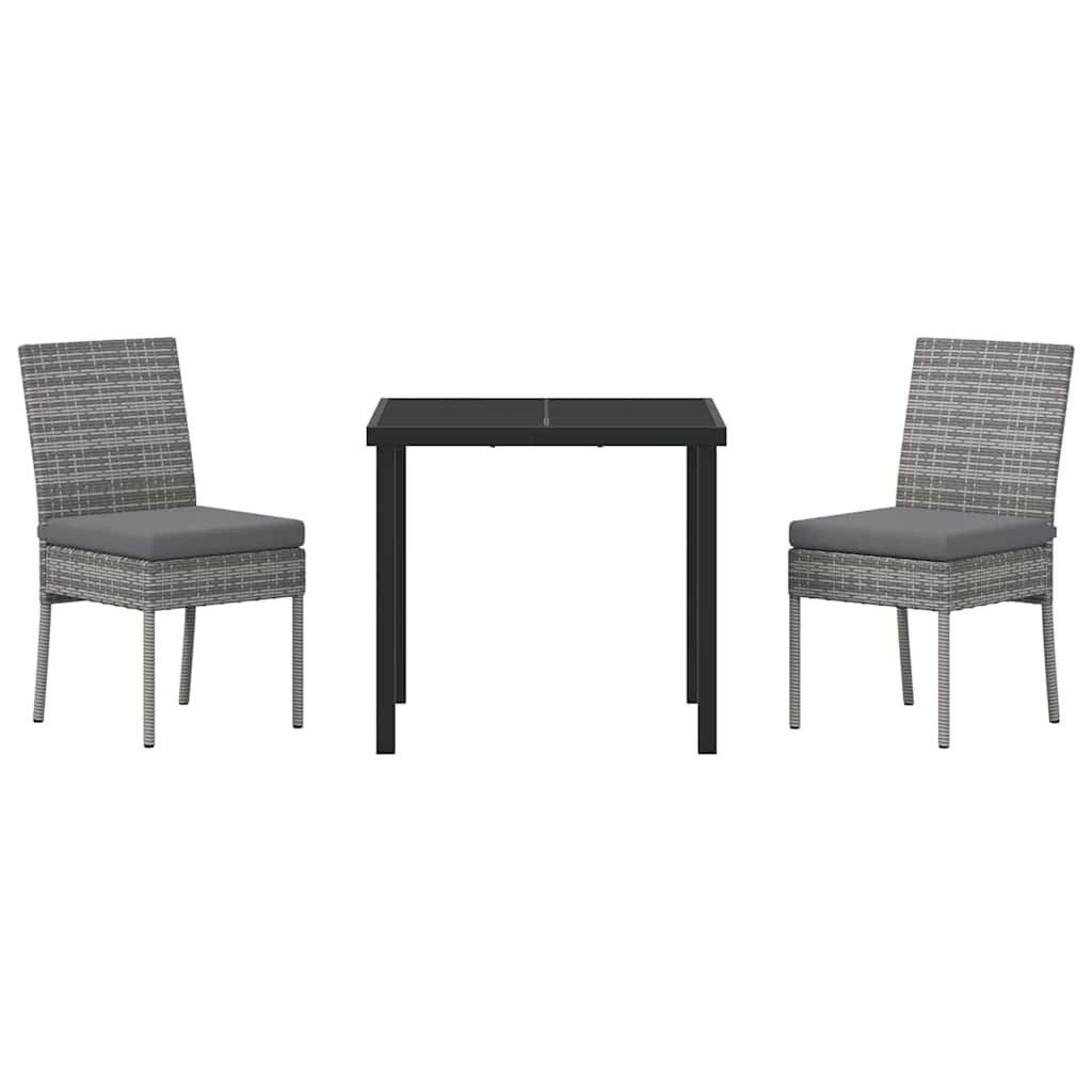 Garden Dining Set 3 pcs Grey Poly rattan