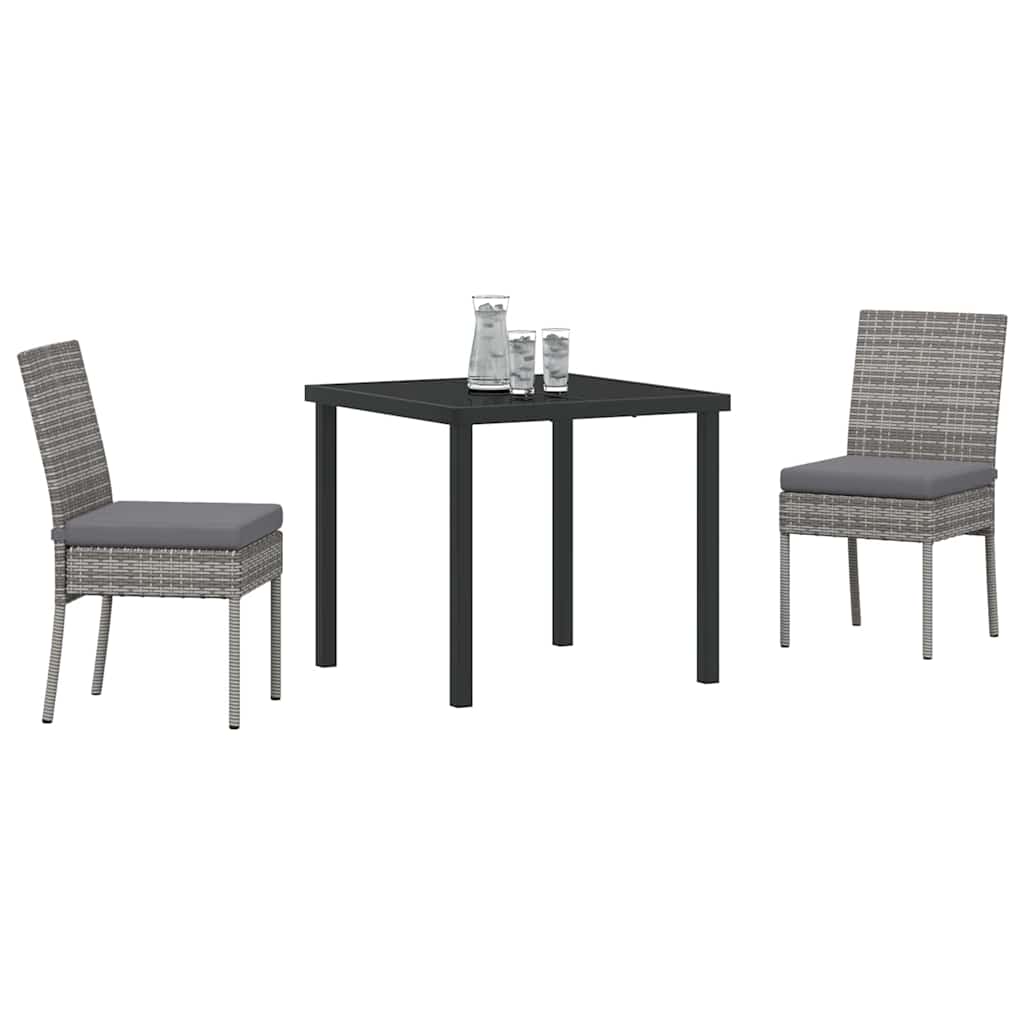 Garden Dining Set 3 pcs Grey Poly rattan