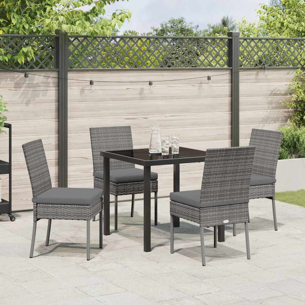 Garden Dining Set 5 pcs Grey Poly rattan