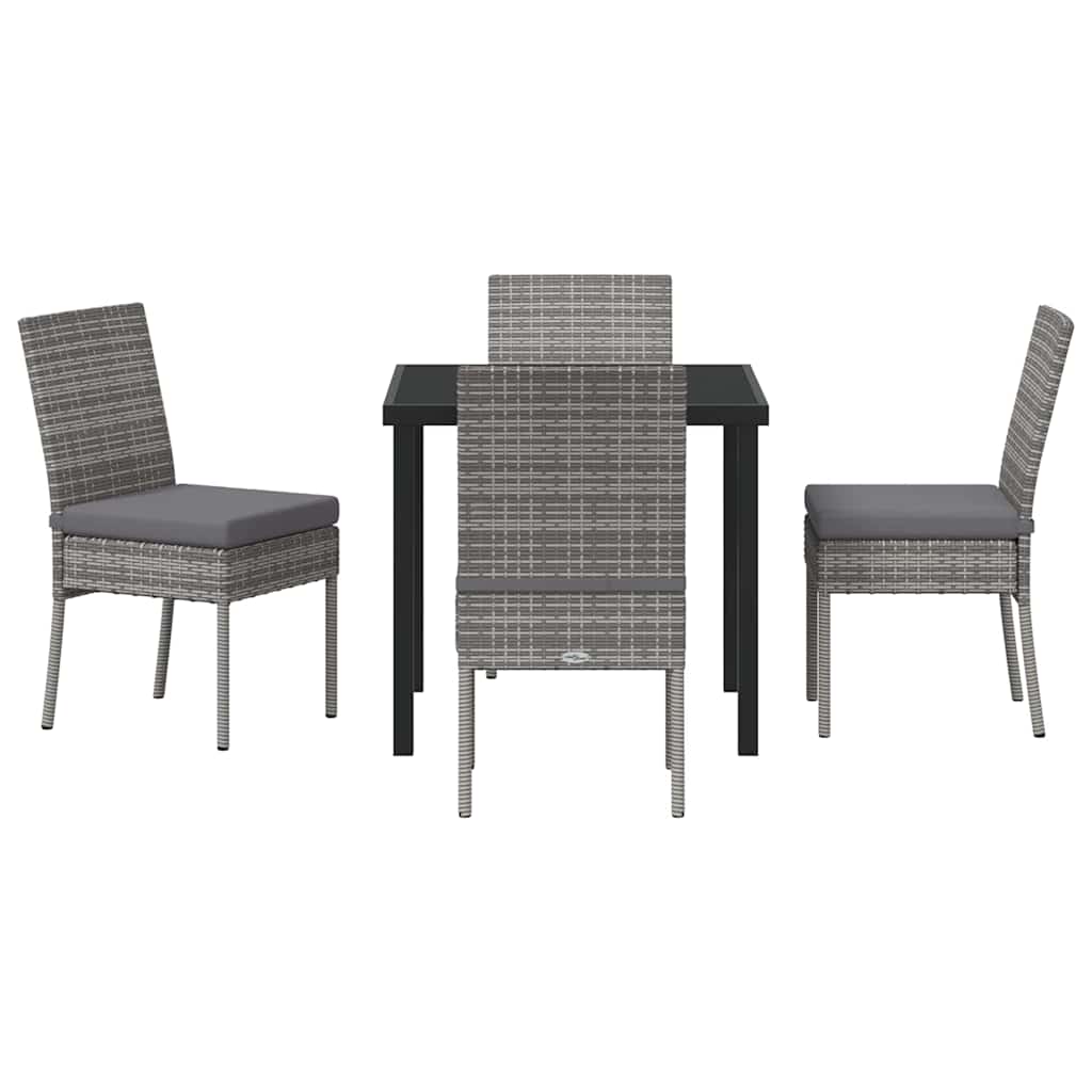 Garden Dining Set 5 pcs Grey Poly rattan